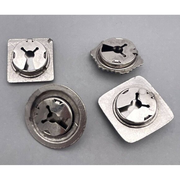 Set of Four Button Covers Engraved Silver Tone - Picture 5 of 5